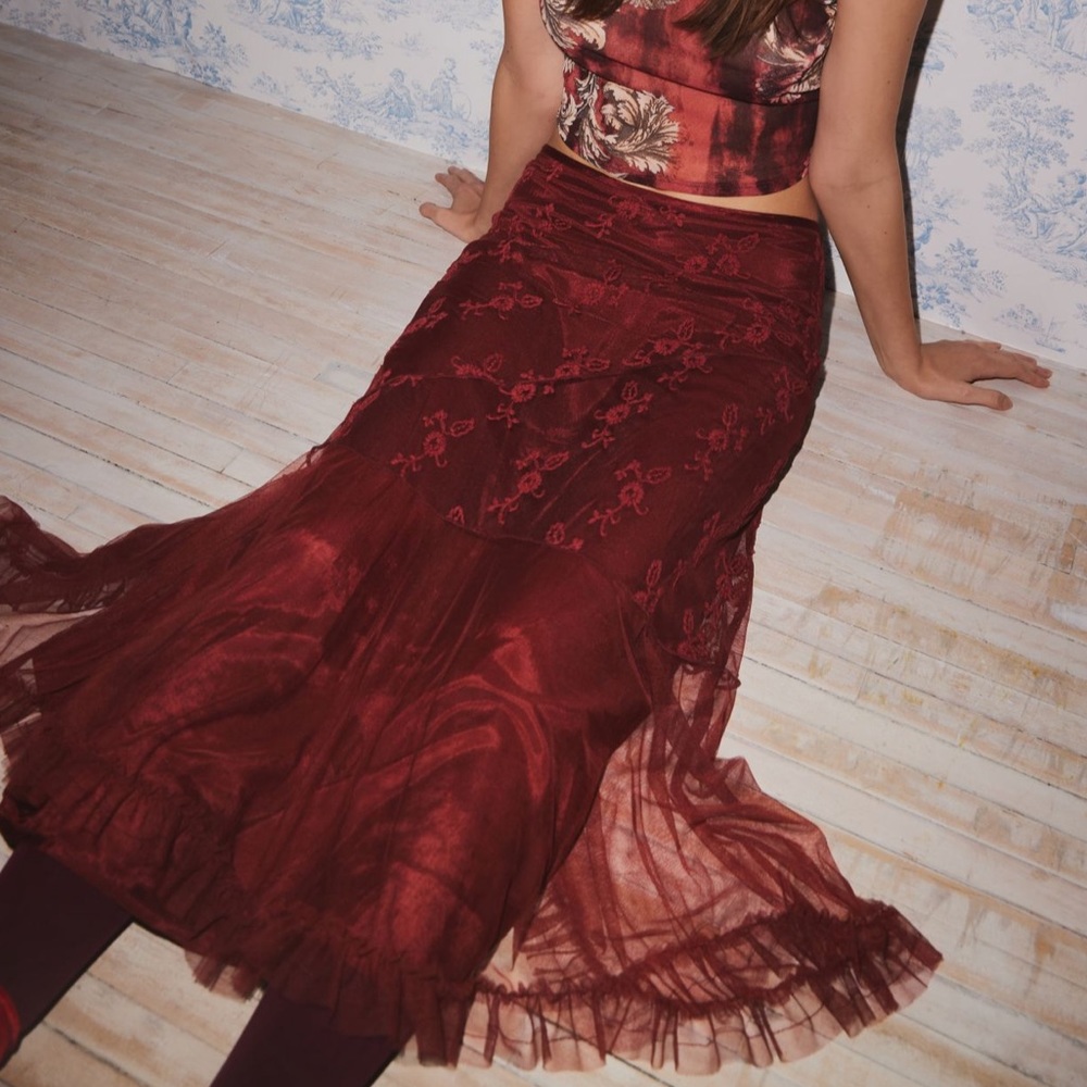 kimchi blue stassi embroidered maxi skirt Urban Outfitters